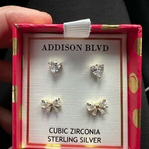 Silver Cubic Zirconia Earrings Set